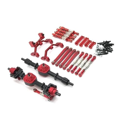 Metall Upgrade Vorder- und Hinterachse Montage Spurstange Stoßdämpfer Kit for MN 1/12 D90 D91 D96 MN98 99S RC Auto Teile(Burgundy) von KUENCE