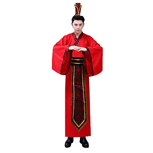 KUFEIUP Herren altes chinesisches Hanfu-Kleid lange Robe traditionelles Cosplay-Kostüm (Rot, Medium) von KUFEIUP