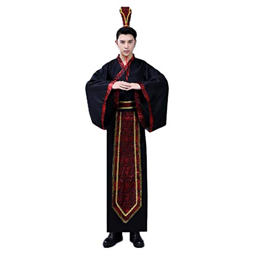 KUFEIUP Herren altes chinesisches Hanfu-Kleid lange Robe traditionelles Cosplay-Kostüm (Schwarz, Größe M) von KUFEIUP