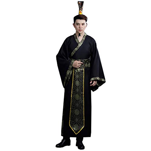 KUFEIUP Herren altes chinesisches Hanfu-Kleid lange Robe traditionelles Cosplay-Kostüm (Schwarz 1, Medium) von KUFEIUP