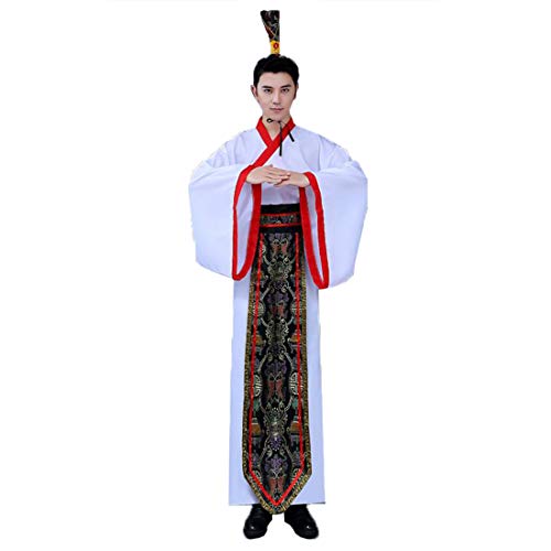 KUFEIUP Herren altes chinesisches Hanfu-Kleid lange Robe traditionelles Cosplay-Kostüm (Weiß, Größe M) von KUFEIUP