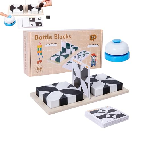 Wooden Hidden Block Puzzle, Puzzles Hidden Building Blocks Puzzles Toys, Building Block Puzzles, Hiding Blocks Puzzle Game for Kids and Teens with 40 Challenges Cards and Bell (1*Set) von KUICEO