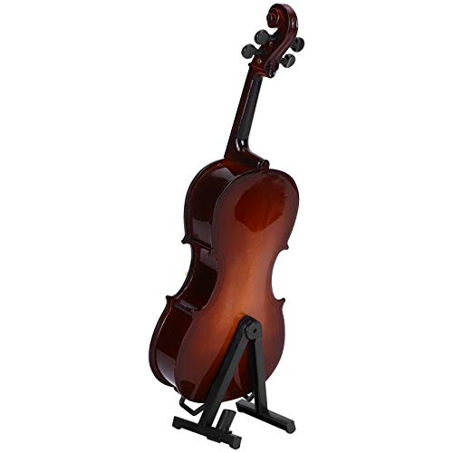 Mini-Cello-Modell-Dekor, Musikinstrument für Raumdekoration Miniatur-Cellomodell mit Bogen und Koffer Inklusive, 23 cm Länge von KUIDAMOS