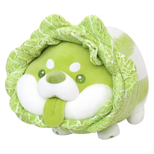 Bezauberndes Plüschtier mit Kohlkopf, weicher, kuscheliger Begleiter for Kinder und Erwachsene, Addition Collection, Grün, lustig, perfekt als Heimdekoration(Vegetabledogcrouch,45cm/17.7in) von KUKUShining