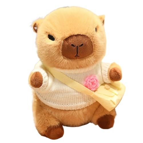 Capybara Plüschtier, Trägt Kleidung Kuscheltierspielzeug Tragetasche Weiches Kuscheliges Plüschkissen for Kinder(Pink Flower) von KUKUShining