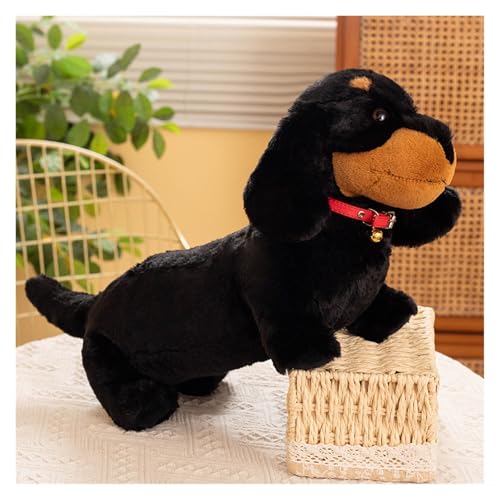 KUKUShining Hundepuppe zum Anziehen Kuscheltier, Niedliches Dachshund Plüschtier Stofftier Realistisches Plüsch Mädchen und Jungen(Black2,42cm/16.5in) von KUKUShining