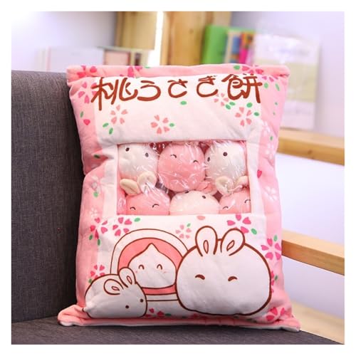 KUKUShining Gefülltes Snackkissen Aus Plüsch, Weiches KawaiiKissen, Tasche, Abnehmbares Stofftierspielzeug, Kreative Geschenke for Mädchen, KinderzimmerDekoration(Bunny) von KUKUShining