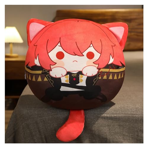 Genshin Plüsch, Kawaii Anime Figur Schlüsselanhänger Puppe Weicher Impact Entzückendes Plüsch Wurfkissen for Gamer Fans Geschenke(Diluc,35cm Pillow) von KUKUShining