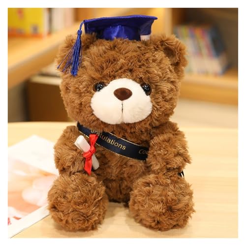 Abschluss Teddybär Plüsch, Weiches Stofftier mit Mütze und Diplom Süßes Geschenk for Absolventen Perfektes Abschlussandenken(Blue,23cm/9in) von KUKUShining