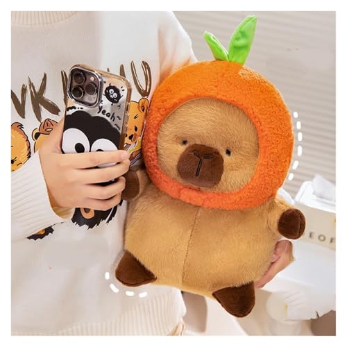 KUKUShining Bezauberndes Capybara-Plüschtier Mit Obst- und Tiermotiv, Weiche und Süße Puppe, Ideal Schlafzimmer- und Wohnzimmerdekoration(Orange,22cm/8.6in) von KUKUShining