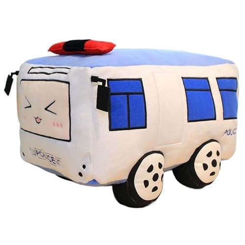 KUKUShining Bus Plüschtier, Kawaii Polizeiauto Gefülltes Kissen Realistischer Cartoon Süße Busse Form Plüschtier Weiches Kissen Deko Geschenke(Police Car,45cm/17.7in) von KUKUShining