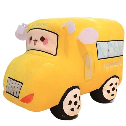 KUKUShining Bus Plüschtier, Kawaii Polizeiauto Gefülltes Kissen Realistischer Cartoon Süße Busse Form Plüschtier Weiches Kissen Deko Geschenke(School Bus,45cm/17.7in) von KUKUShining