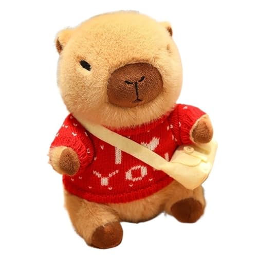 KUKUShining Capybara Plüschtier, Bekleidet Weiche Puppe Kuscheliger Plüsch Teddy Stofftier Spielzeug for Kinder Mädchen Geburtstagsgeschenk(Red) von KUKUShining