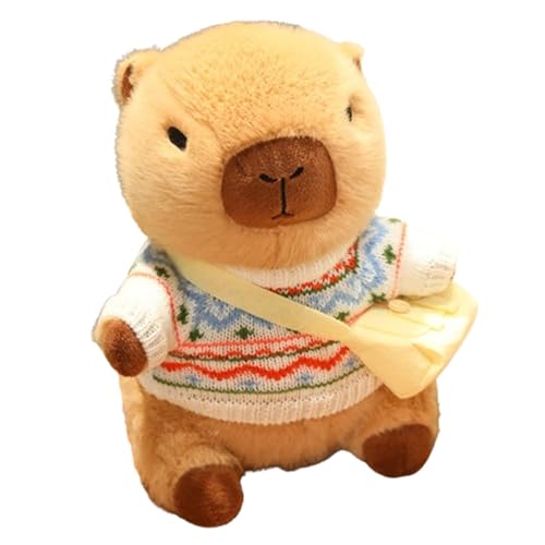 KUKUShining Capybara Plüschtier, Bekleidet Weiche Puppe Kuscheliger Plüsch Teddy Stofftier Spielzeug for Kinder Mädchen Geburtstagsgeschenk(Red and Blue) von KUKUShining