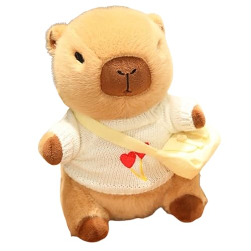 KUKUShining Capybara Plüschtier, Bekleidet Weiche Puppe Kuscheliger Plüsch Teddy Stofftier Spielzeug for Kinder Mädchen Geburtstagsgeschenk(Rice White) von KUKUShining