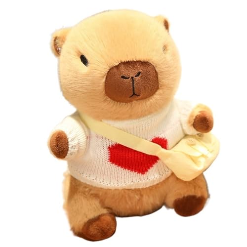 KUKUShining Capybara Plüschtier, Bekleidet Weiche Puppe Kuscheliger Plüsch Teddy Stofftier Spielzeug for Kinder Mädchen Geburtstagsgeschenk(White) von KUKUShining