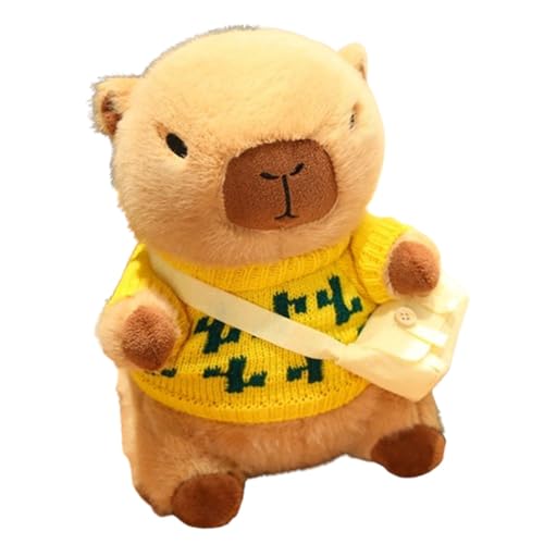 KUKUShining Capybara Plüschtier, Bekleidet Weiche Puppe Kuscheliger Plüsch Teddy Stofftier Spielzeug for Kinder Mädchen Geburtstagsgeschenk(Yellow) von KUKUShining