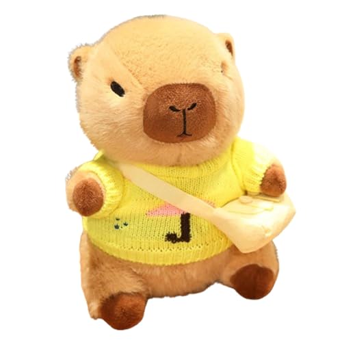 KUKUShining Capybara Plüschtier, Das Kleidung Trägt Weiches Kuscheltier Mit Tasche Cartoon Teddypuppe Spielzeug Stofftiere Schlafkissen for Weihnachten(Yellow) von KUKUShining