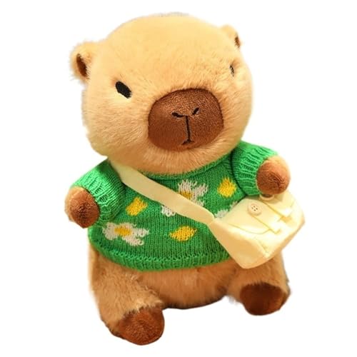 KUKUShining Capybara Plüschtier, Trägt Kleidung Kuscheltierspielzeug Tragetasche Weiches Kuscheliges Plüschkissen for Kinder(Green Grass) von KUKUShining