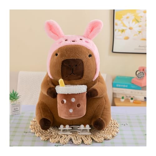 KUKUShining Capybara Plüschtier, Weiche Kuscheltiere In Bezaubernden Kostümen, Perfekte Sammelgeschenke for Kinder Und Mädchen Und Als Heimdekoration(MilkTea,35cm/13.8in) von KUKUShining