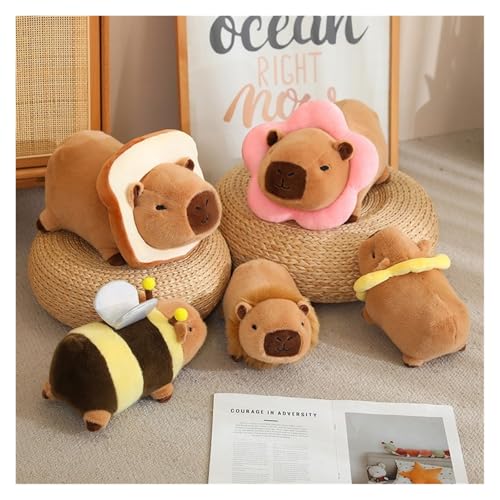 KUKUShining Capybara Plüschtier Kollektion, Weiche, Entzückende Stofftiere In Kostümen, Geschenk for Kinder, Mädchen, Sammler Und Heimdekoration(5Pcs,35cm/13.8in) von KUKUShining