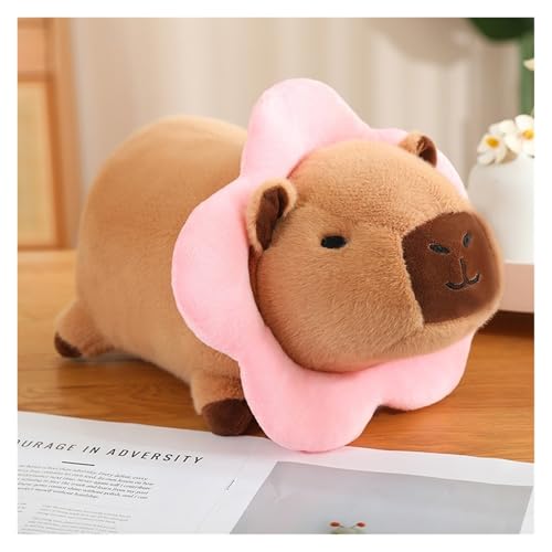 KUKUShining Capybara Plüschtier Kollektion, Weiche, Entzückende Stofftiere In Kostümen, Geschenk for Kinder, Mädchen, Sammler Und Heimdekoration(PinkFlower,25cm/9.8in) von KUKUShining