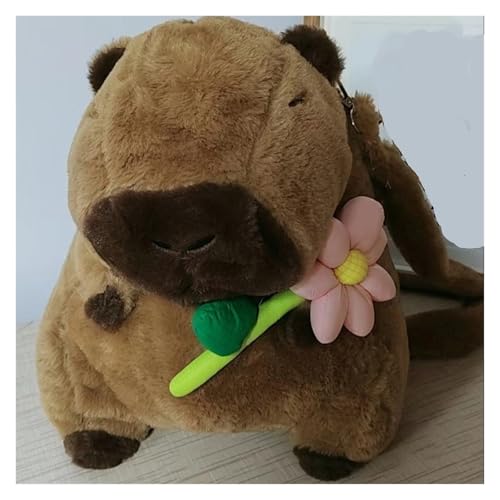 KUKUShining Capybara Plüschtier Mit Aufbewahrungstasche, Ultraweiches Und Entzückendes Stofftier for Kinder Und Erwachsene, Geschenk for Capybara-Liebhaber(Pinkflower) von KUKUShining