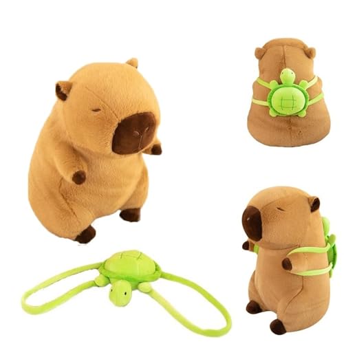 KUKUShining CapybaraPlüschtier, Stofftier, Plüschtier Mit SchildkrötenRucksack, Kuscheliges CapybaraPlüschtier, Ideal for Gemütliches Spielen(35cm/13.8in) von KUKUShining