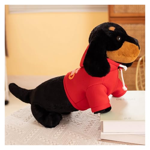 KUKUShining Hundepuppe zum Anziehen Kuscheltier, Niedliches Dachshund Plüschtier Stofftier Realistisches Plüsch Mädchen und Jungen(Black1,55cm/21.6in) von KUKUShining