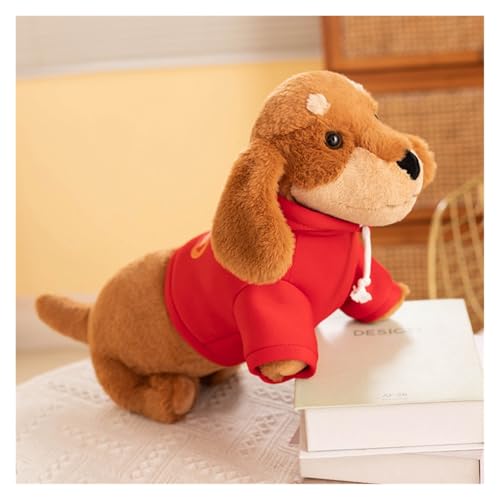 KUKUShining Hundepuppe zum Anziehen Kuscheltier, Niedliches Dachshund Plüschtier Stofftier Realistisches Plüsch Mädchen und Jungen(Brown1,42cm/16.5in) von KUKUShining