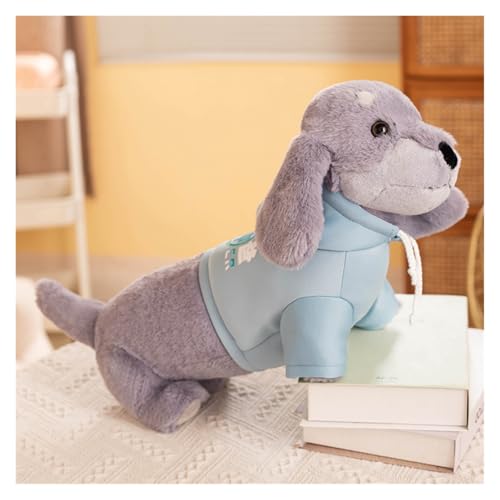 KUKUShining Hundepuppe zum Anziehen Kuscheltier, Niedliches Dachshund Plüschtier Stofftier Realistisches Plüsch Mädchen und Jungen(Gray1,42cm/16.5in) von KUKUShining