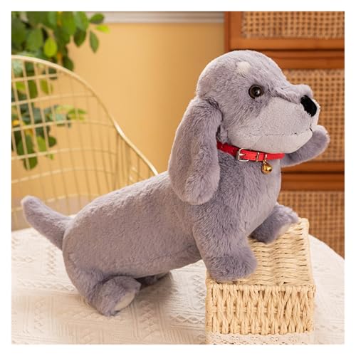 KUKUShining Dackel Plüschtier, Niedlicher Wursthund Plüschhund Realistisches Kuscheltier, Perfekt for Kinder Mädchen und Jungen, for Spielzimmer- und Wohnzimmerdekoration(Gray2,55cm/21.6in) von KUKUShining