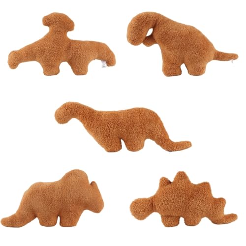 Dino Nugget Plüsch Kissen, Chicken Nuggets Kuscheltier Dinosaurier Stofftier Kissen Plüschtiere Puppe for Kinder Jungen Mädchen(5pcs) von KUKUShining