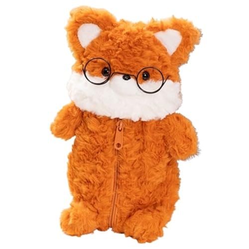 KUKUShining Fuchs Plüschtier, Süße Tiere Federmäppchen Stofftier Kuschelpuppe Tasche Für Kinder Schüler Schulbedarf von KUKUShining