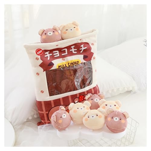 KUKUShining Gefülltes Snackkissen Aus Plüsch, Weiches KawaiiKissen, Tasche, Abnehmbares Stofftierspielzeug, Kreative Geschenke for Mädchen, KinderzimmerDekoration(Bear) von KUKUShining