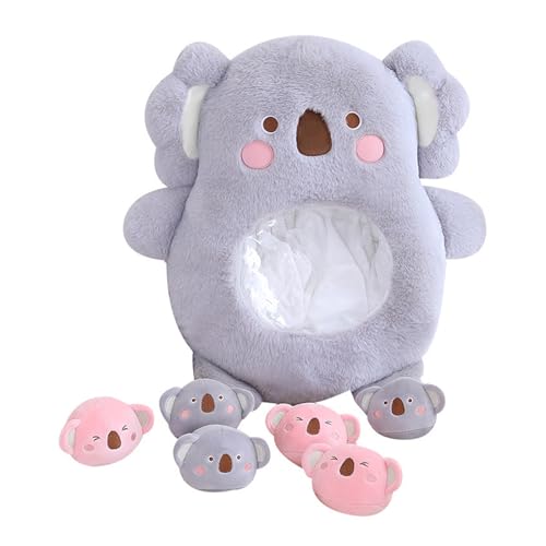 KUKUShining Gefülltes Snackkissen Aus Plüsch, Weiches KawaiiKissen, Tasche, Abnehmbares Stofftierspielzeug, Kreative Geschenke for Mädchen, KinderzimmerDekoration(GrayKoala) von KUKUShining