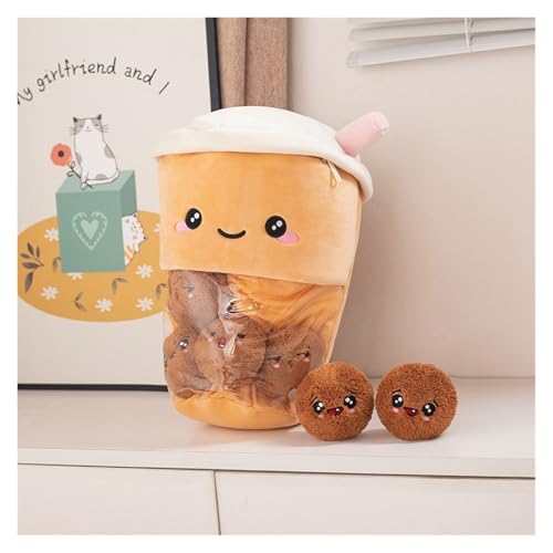 KUKUShining Gefülltes Snackkissen Aus Plüsch, Weiches KawaiiKissen, Tasche, Abnehmbares Stofftierspielzeug, Kreative Geschenke for Mädchen, KinderzimmerDekoration(Pearlmilktea) von KUKUShining