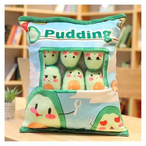 KUKUShining Gefülltes Snackkissen Aus Plüsch, Weiches KawaiiKissen, Tasche, Abnehmbares Stofftierspielzeug, Kreative Geschenke for Mädchen, KinderzimmerDekoration(Printedavocado) von KUKUShining