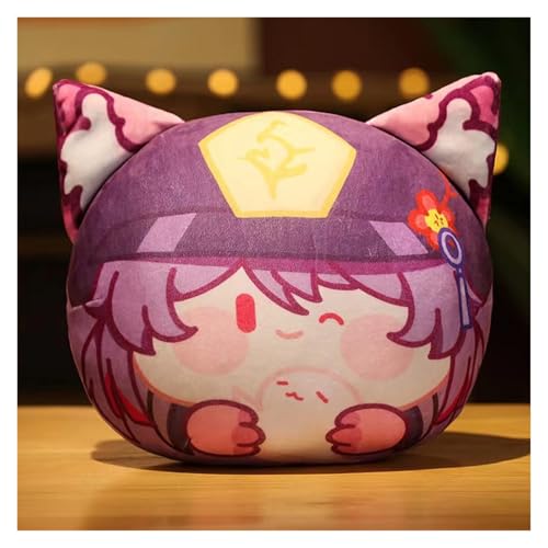 KUKUShining Genshin Plüschtier, Anime Figur Schlüsselanhänger Plüschtier Weiches Stofftier Dekokissen Puppe for Fans Geschenke(Hu Tao,Keychain+Pillow) von KUKUShining