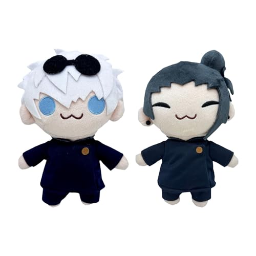 KUKUShining Gojo Und Geto Plüschtier, 20cm Süßer Anime Plüsch Schlüsselanhänger Cartoon Gojo Satoru Geto Suguru Spielzeugpuppe for Fans Geschenke(2pcs) von KUKUShining