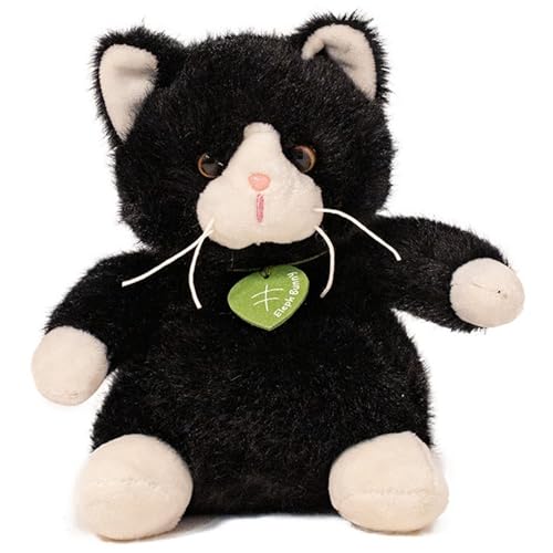 KUKUShining Katze Plüsch, Weiches Süßes Kuscheltier Kuschelkissen Kätzchen Puppe Plüschtier Geschenk Für Kinder Mädchen Jungen(Black) von KUKUShining