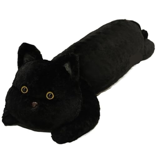 KUKUShining Katzen Plüsch, Weiches Stofftier Spielzeug Realistisches Katzen Plüschkissen Heimdekoration Puppe Kinder Jungen Mädchen Umarmen Entspannen(Black,110cm/43.3in) von KUKUShining