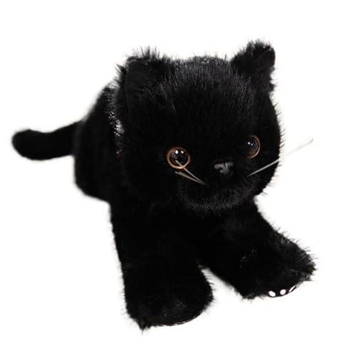 KUKUShining Kuscheliges Katzen Plüschtier, Süßes Realistisches Weiches Plüschtier Kätzchen Kinderzimmer Jungen Mädchen Geschenke Heimdekoration(Black,40cm/15.7in) von KUKUShining