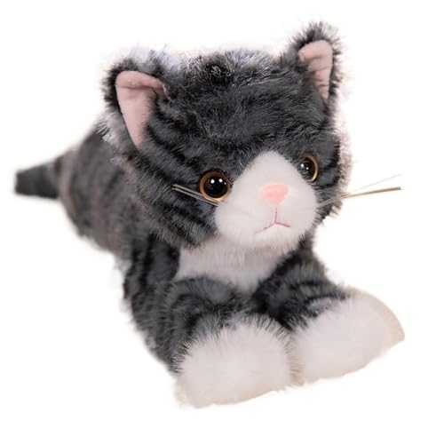 KUKUShining Kuscheliges Katzen Plüschtier, Süßes Realistisches Weiches Plüschtier Kätzchen Kinderzimmer Jungen Mädchen Geschenke Heimdekoration(Gray,40cm/15.7in) von KUKUShining