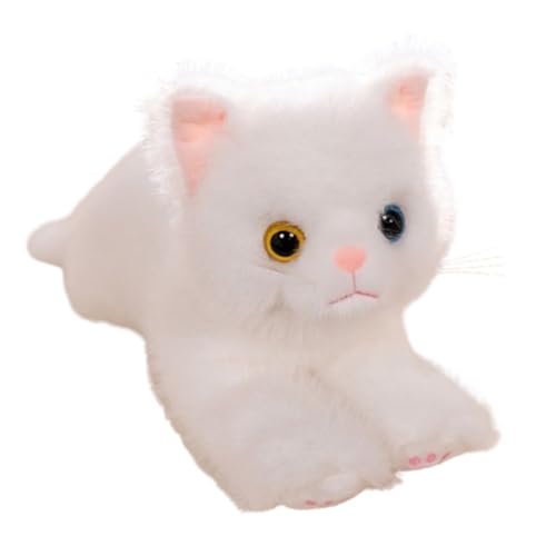 KUKUShining Kuscheliges Katzen Plüschtier, Süßes Realistisches Weiches Plüschtier Kätzchen Kinderzimmer Jungen Mädchen Geschenke Heimdekoration(White,40cm/15.7in) von KUKUShining