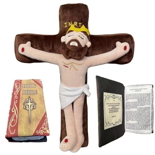 KUKUShining Mein Freund Jesus Plüschtier Religiöser Erlöser Jesus Gefüllte Plüschpuppe Spielzeug Kreuz Bibel Jesus for Bildung Ostern Geschichtenerzählen von KUKUShining