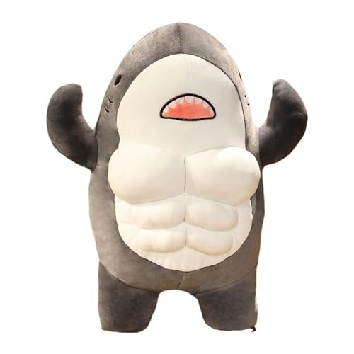 KUKUShining Muskelhai Plüschtier, Starker Kuscheltierhai, Weich und Kuschelig, Perfekt für Kinder, Jugendliche und Erwachsene, (Gray,40cm/15.7in) von KUKUShining