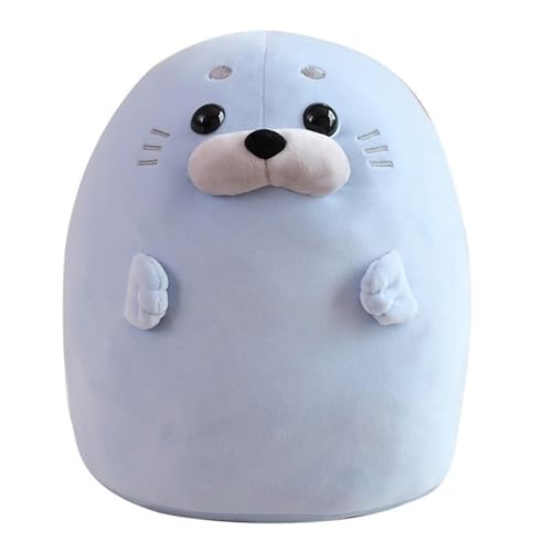 KUKUShining Niedlich Siegel Plüsch, Seehund Plüschtier Kissen Kawaii Robbe Tierkissen Kuscheltier Spielzeug for Kinder Geburtstag(Blue,30CM/11.8IN) von KUKUShining