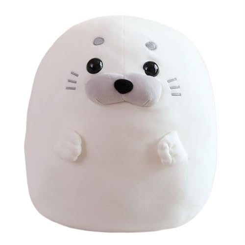 KUKUShining Niedlich Siegel Plüsch, Seehund Plüschtier Kissen Kawaii Robbe Tierkissen Kuscheltier Spielzeug for Kinder Geburtstag(White,30CM/11.8IN) von KUKUShining