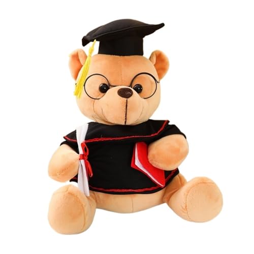 KUKUShining Niedliches Abschluss-Teddybär-Plüschtier, Weiches und Kuscheliges Stofftier mit Hut und Robe, Großartiges Geschenk für Absolventen und Partydekoration(Lightbrown,28cm/11in) von KUKUShining